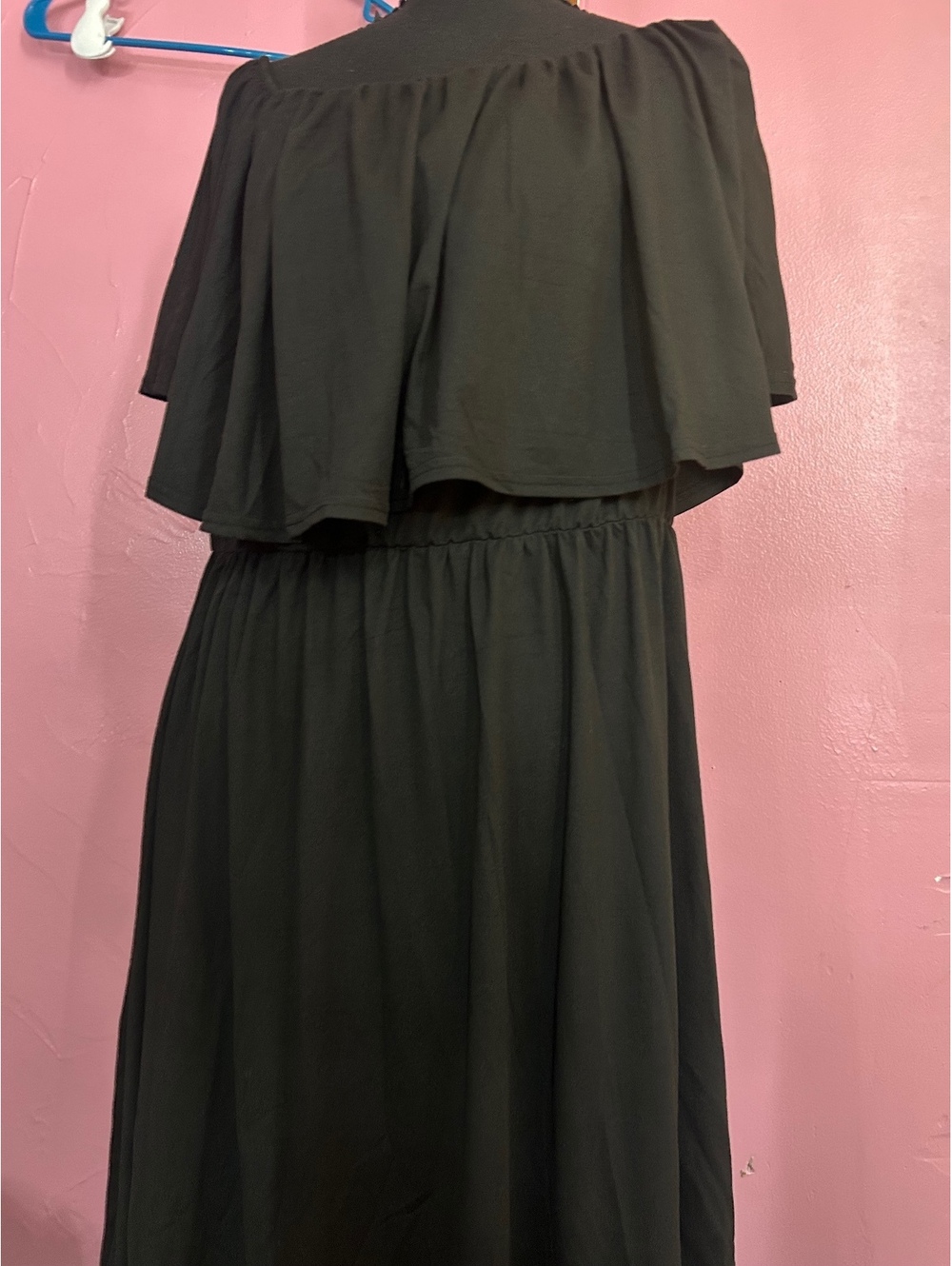 AUSELLY Black off shoulder Layered Bodice Dress, Lightweight and Stylish-MIDI